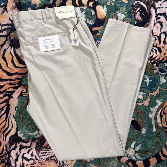 Peter Millar Soft Touch Pima Cotton Twill Trouser Chino Pants Beige 40x36 NWT